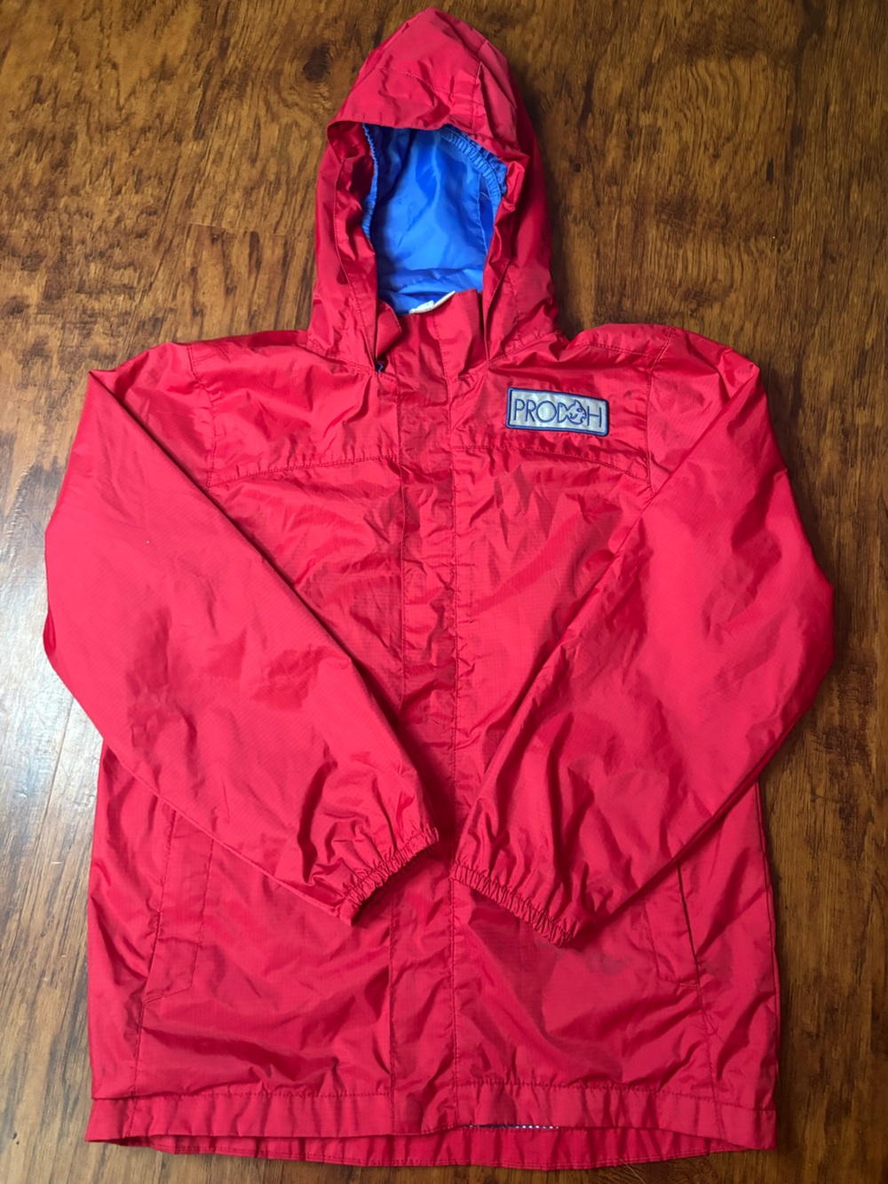 Prodeh Kids' Red Hooded Raincoat with Blue Lining